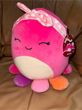 Squishmallows Pink Octopus Plush with Multicolor Tentacles